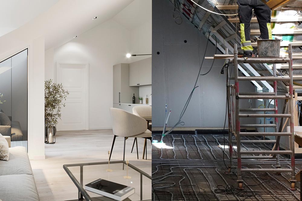 Före och efterbild av en renovering
