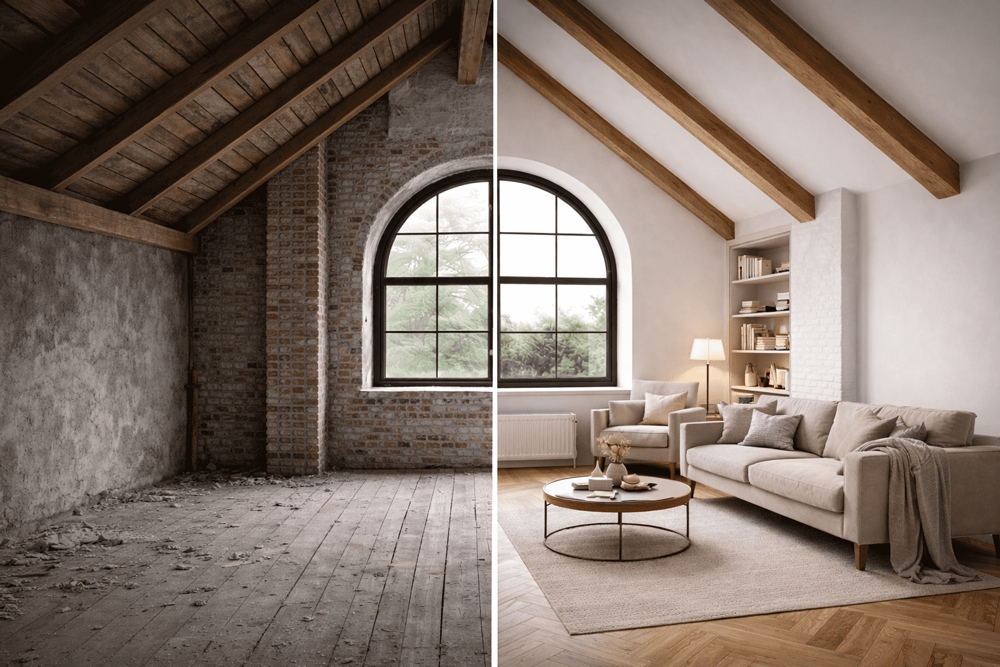 En råvind före och efter renovering