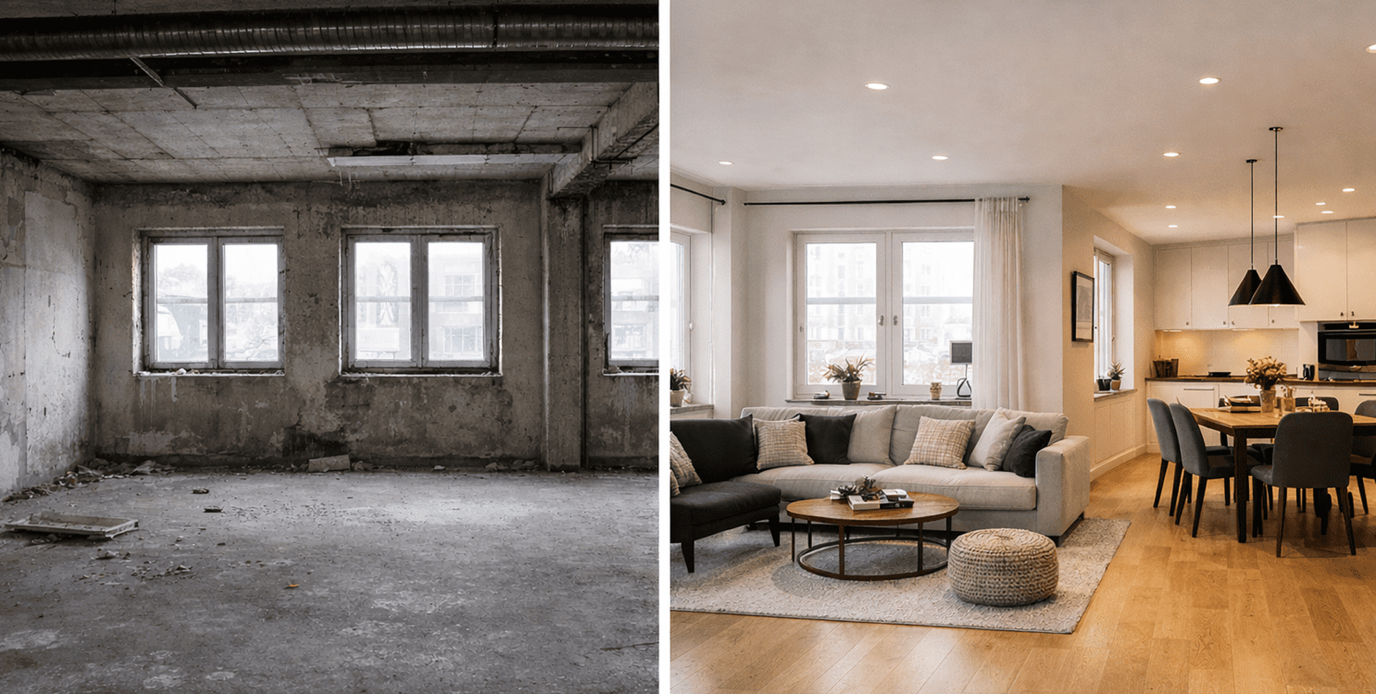 En råvind före och efter renovering